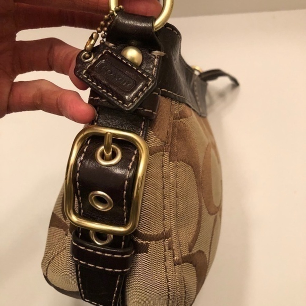 Coach brown leather jacquard signature mini bag - Picture 14 of 14